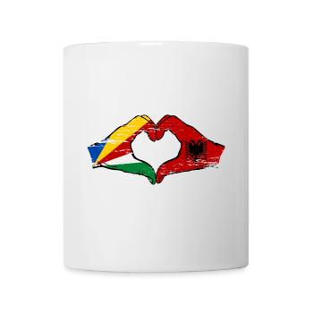 Seychelles Albanie Drapeau Mains Coeur Forme Utilisé - Mug blanc - blanc - Devant