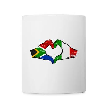 Afrique du Sud Italie Drapeau Mains Coeur Forme Utilisé - Mug blanc - blanc - Devant