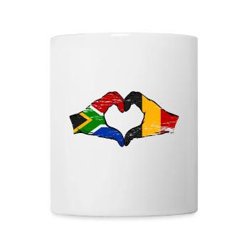 Afrique du Sud Belgique Drapeau Mains Coeur Forme Utilisé - Mug blanc - blanc - Devant