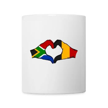 Afrique du Sud Belgique Drapeau Mains Coeur Forme - Mug blanc - blanc - Devant