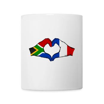 Afrique du Sud France Drapeau Mains Coeur Forme - Mug blanc - blanc - Devant