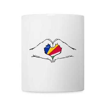 Drapeau des Seychelles mains forme de coeur utilisé - Mug blanc - blanc - Devant