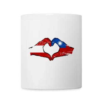 Autriche Taiwan drapeau mains forme de coeur utilisé - Mug blanc - blanc - Devant