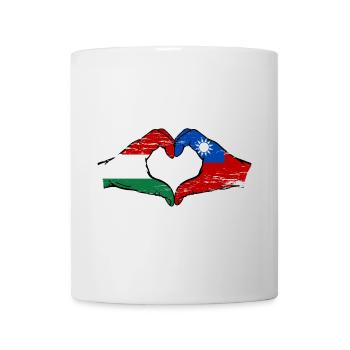 Hungary Taiwan Flag Hands Heart Shape - Mug - white - Front