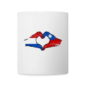 Hollande Taiwan drapeau mains forme de coeur utilisé - Mug blanc - blanc - Devant