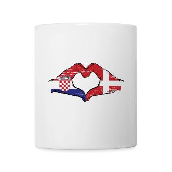 Kroatien Dänemark Flagge Hände Herzform used - Tasse - Weiß - Vorne