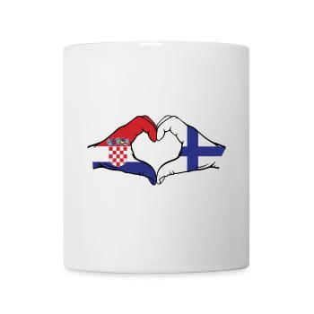 Croatie Finlande Drapeau Mains Coeur Forme - Mug blanc - blanc - Devant