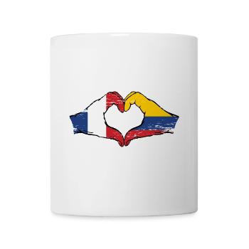 France Colombia Flag Hands Heart Shape Used - Mug - white - Front