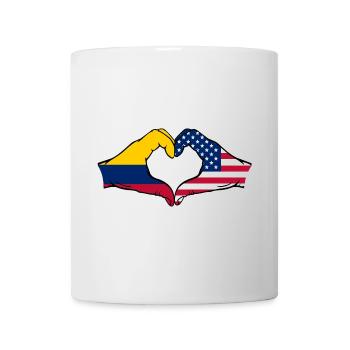 Colombie États-Unis Drapeau Mains Coeur Forme - Mug blanc - blanc - Devant