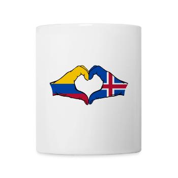 Colombia Iceland Flag Hands Heart Shape - Mug - white - Front