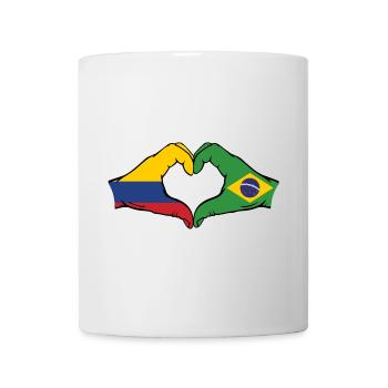 Colombie Brésil Drapeau Mains Coeur Forme - Mug blanc - blanc - Devant