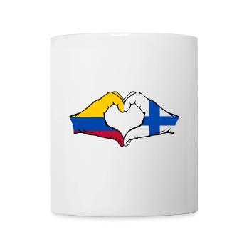 Colombie Finlande Drapeau Mains Coeur Forme - Mug blanc - blanc - Devant