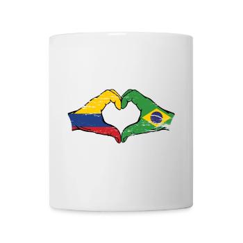Colombia Brazil flag hands heart shape used - Mug - white - Front