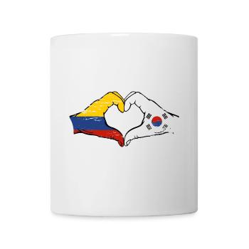 Colombie Corée du Sud drapeau mains forme de coeur utilisé - Mug blanc - blanc - Devant