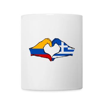 Colombia Greece Flag Hands Heart Shape - Mug - white - Front