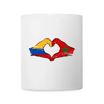 Colombia Morocco Flag Hands Heart Shape Used - Mug - white - Front
