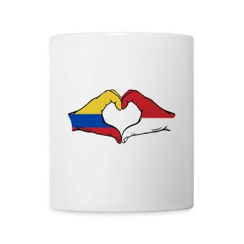 Kolumbien Indonesien Flagge Hände Herzform - Tasse - Weiß - Vorne