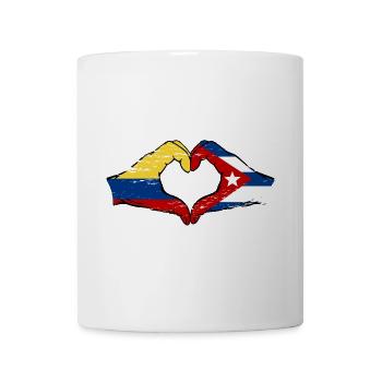 Colombia Cuba Flag Hands Heart Shape Used - Mug - white - Front