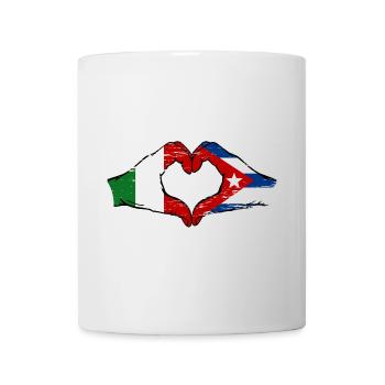 Italy Cuba Flag Hands Heart Shape Used - Mug - white - Front