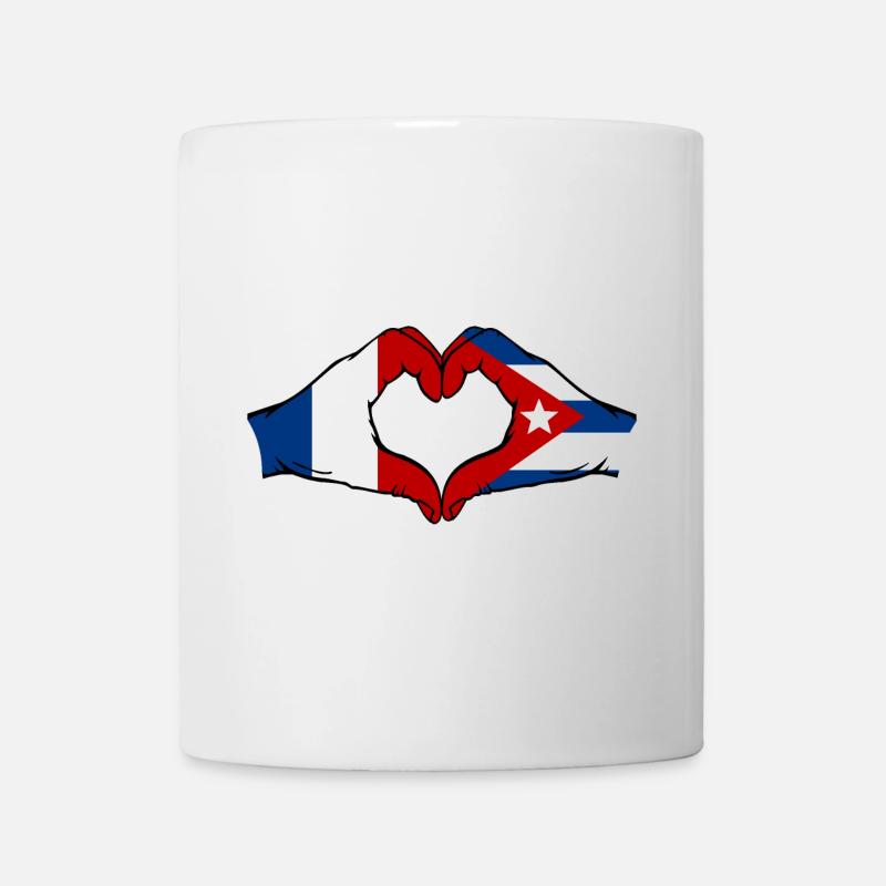 France Cuba Drapeau Mains Coeur Forme - Mug blanc - blanc