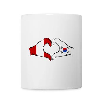 Peru South Korea Flag Hands Heart Shape - Mug - white - Front
