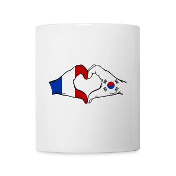 France Corée du Sud Drapeau Mains Coeur Forme - Mug blanc - blanc - Devant