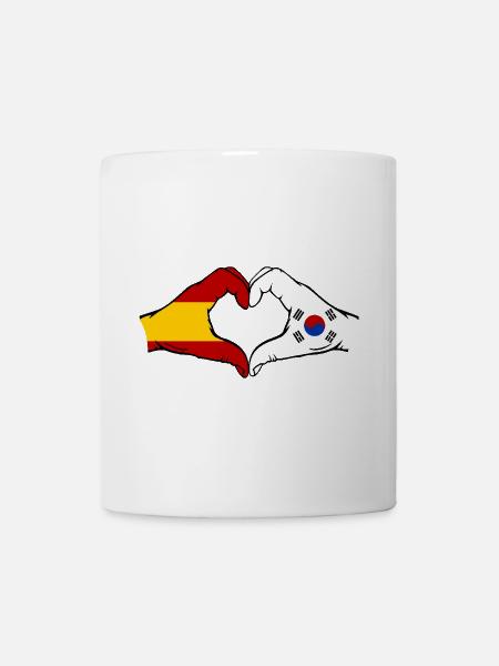 Spanien Südkorea Flagge Hände Herzform - Tasse - Weiß