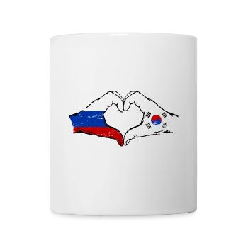 Russie Corée du Sud drapeau mains forme coeur utilisé - Mug blanc - blanc - Devant
