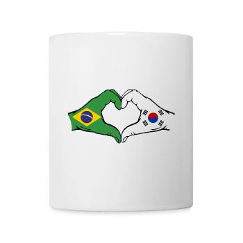 Brazil South Korea Flag Hands Heart Shape - Mug - white - Front