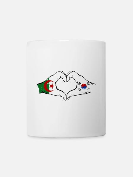 Algerien Südkorea Flagge Hände Herzform used - Tasse - Weiß