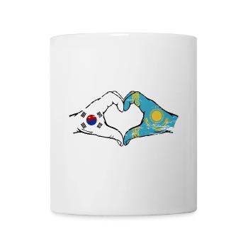 Corée du Sud Kazakhstan drapeau mains forme de coeur utilisé - Mug blanc - blanc - Devant