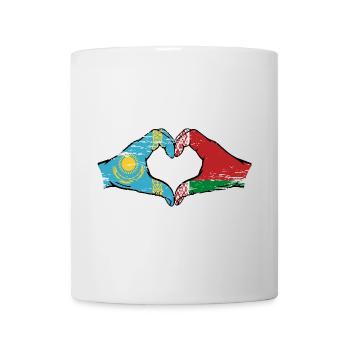 Kazakhstan Belarus flag hands heart shape used - Mug - white - Front