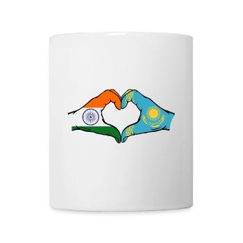 Indien Kasachstan Flagge Hände Herzform - Tasse - Weiß - Vorne