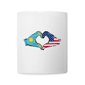 Kazakhstan États-Unis drapeau mains forme de coeur utilisé - Mug blanc - blanc - Devant