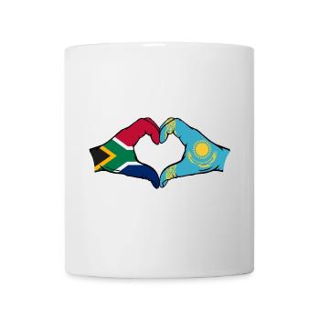 Afrique du Sud Kazakhstan Drapeau Mains Coeur Forme - Mug blanc - blanc - Devant
