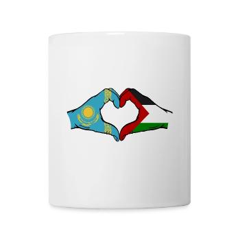 Kazakhstan Palestine Drapeau Mains Coeur Forme - Mug blanc - blanc - Devant