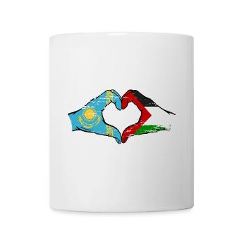 Kasachstan Palästina Flagge Hände Herzform used - Tasse - Weiß - Vorne