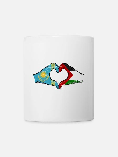 Kazakhstan Palestine drapeau mains forme de coeur utilisé - Mug blanc - blanc