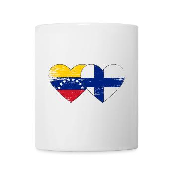 Venezuela Finland flag hands heart shape used - Mug - white - Front