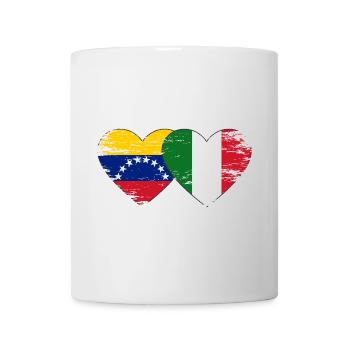 Venezuela Italy Flag Hands Heart Shape Used - Mug - white - Front