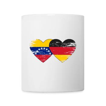 Venezuela Germany Flag Hands Heart Shape Used - Mug - white - Front