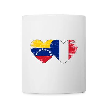 Venezuela France Flag Hands Heart Shape Used - Mug - white - Front