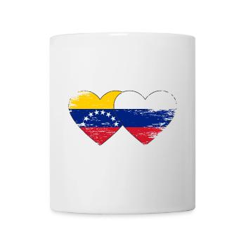 Venezuela Russia Flag Hands Heart Shape Used - Mug - white - Front