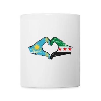 Kazakhstan Syrie Drapeau Mains Coeur Forme Utilisé - Mug blanc - blanc - Devant