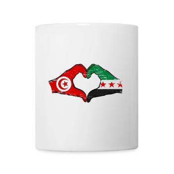 Tunisie Syrie Drapeau Mains Coeur Forme Utilisé - Mug blanc - blanc - Devant