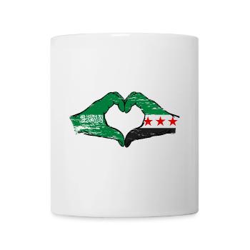 Saudi Arabia Syria Flag Hands Heart Shape Used - Mug - white - Front