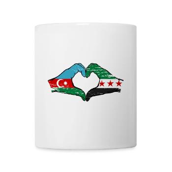 Aserbaidschan Syrien Flagge Hände Herzform used - Tasse - Weiß - Vorne