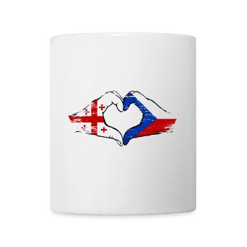 Georgien Tschechien Flagge Hände Herzform used - Tasse - Weiß - Vorne