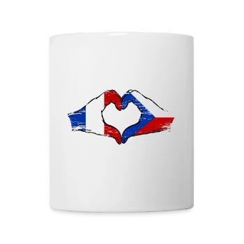 France République Tchèque Drapeau Mains Coeur Forme Utilisé - Mug blanc - blanc - Devant