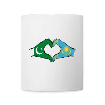 Pakistan Kazakhstan drapeau mains forme coeur - Mug blanc - blanc - Devant